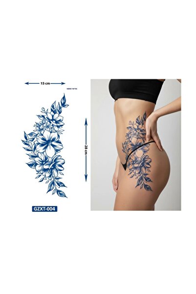 Airbrush Tattoo Çiçekler Büyük Boy Bel Göğüs Sırt İçin 1 Ay Kalıcı Geçici Dövme