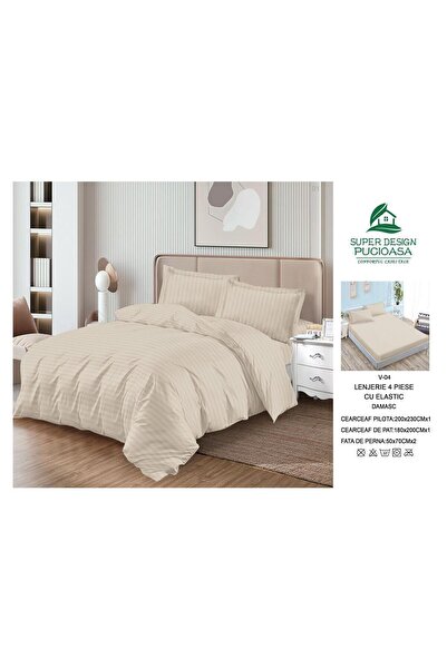 Super Design Pucioasa 4-PIECE DAMASK LINEN SET WITH ELASTIC – REFINEMENT, COM...