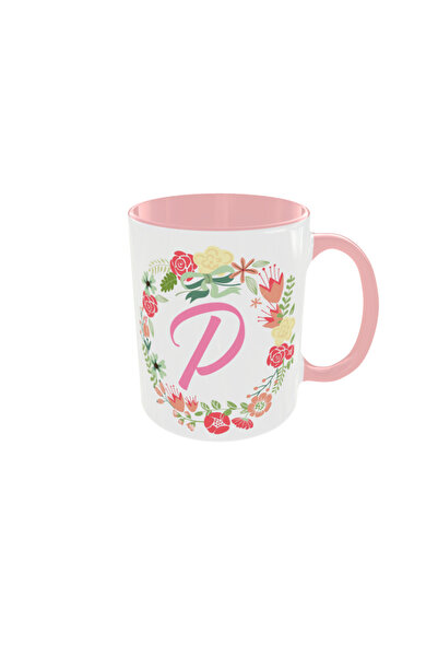 OEM Personalized white floral letter P mug, 350ml – the ideal gift for any oc...