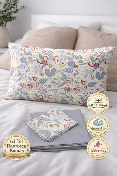 Doğa Ev Tekstili Ranforce Double Sheet Pillow Set 100% Cotton