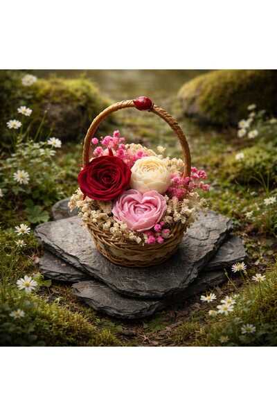 victiny Aranjament cosulet cu trandafir criogenat,flori naturale uscate si fl...