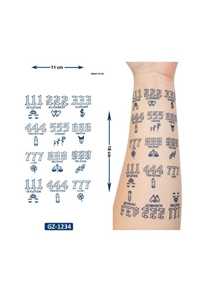 Airbrush Tattoo Şans Rakamları 1 Ay Kalıcı Geçici Dövme Yapıştırma Dövme