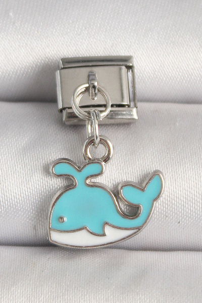 Nehir Stylish 316L Steel Silver Color Blue Whale Model Nomination Charmteache...