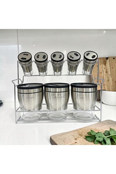cc bin shihon Glass Spice Jar Set with Stainless Steel Spice Rack