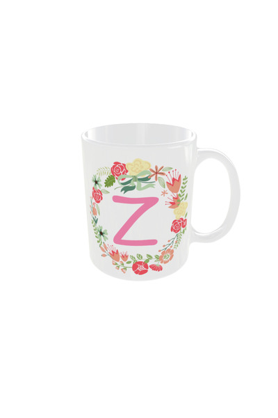 OEM Personalized white floral letter Z mug, 350ml – the ideal gift for any oc...