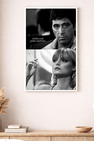 BuzzDesigns Scarface Tony Montana Film Sahnesi Poster Tablo (Çerçeve Seçenekli)
