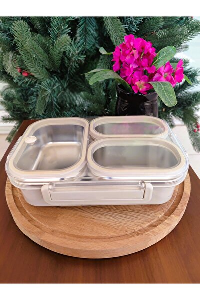 Madame Coco Leana 3 Bölmeli Saklama Kabı - Soft Bej - 1250 ml