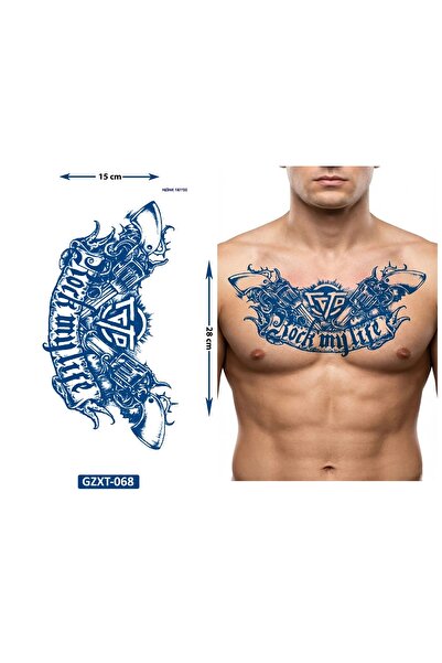 Airbrush Tattoo Yazılı Büyük Boy Bel Göğüs Sırt İçin 1 Ay Kalıcı Geçici Dövme
