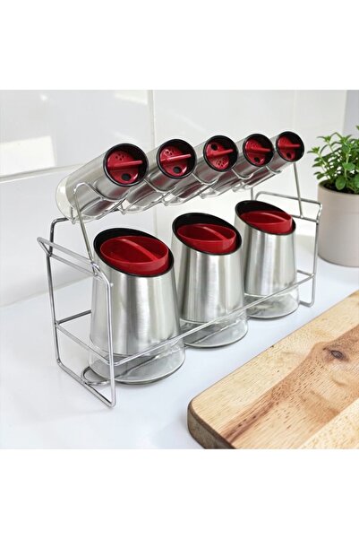 cc bin shihon Glass Spice Jar Set with Stainless Steel Spice Rack