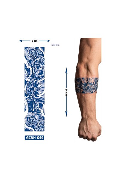 Airbrush Tattoo İskelet Kol ve Ayak İçin Şerit Bant Dövmesi Yarı Kalıcı Geçic...