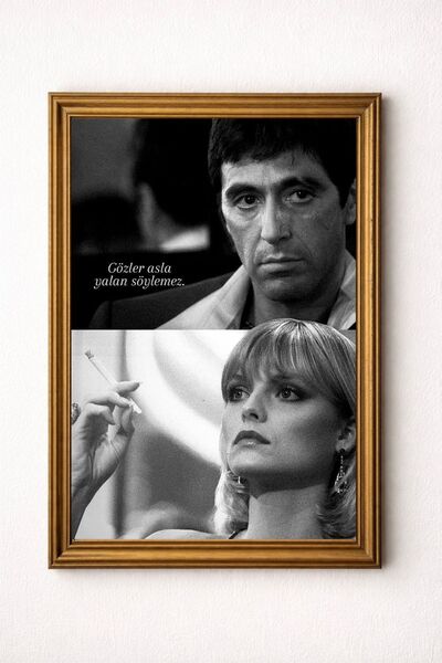 BuzzDesigns Scarface Tony Montana Film Sahnesi Poster Tablo (Çerçeve Seçenekli)