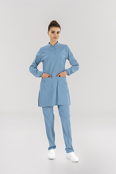 ÇİZGİ MEDİKAL Alaskan Blue Tesettür Hakim Collar Doctor Nurse Medical Scrubs ...