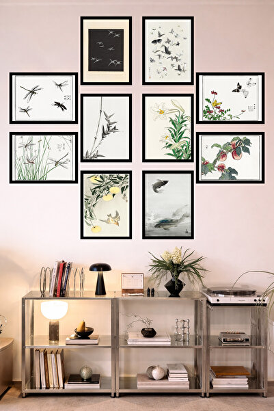 UNT Set de 10 tablouri minimaliste în stil japonez Feng Shui cu aspect de cad...