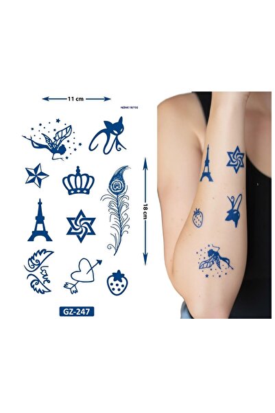 Airbrush Tattoo Minimalist Karakterler 1 Ay Kalıcı kalıcı Geçici Dövme Yapışt...