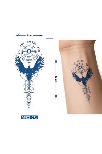 Airbrush Tattoo Vegvisir Viking Pusula Geçici Dövme Yarı Kalıcı Aylık Yapıştı...