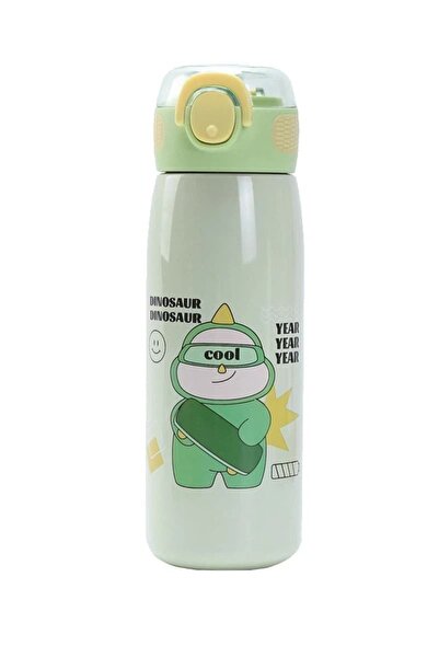 bentopia Paslanmaz Çelik Su Matarası - 620 ml - Pipetli 316 Çelik Yeşil Suluk