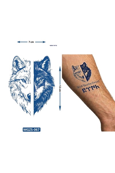Airbrush Tattoo Bozkurt Türk Geçici Dövme Yarı Kalıcı Aylık Yapıştırma Dövme