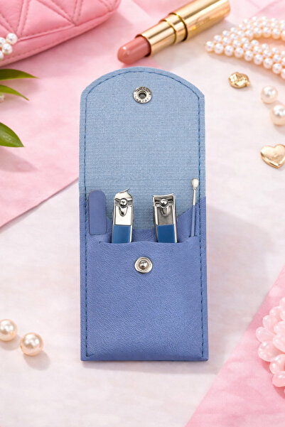 Gift LAB Blue Pedicure and Manicure Set in a Luxurious Leather Pouch (Drunz-1...