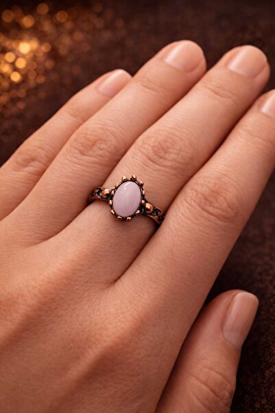 Banum Luxury Natural Pink Quartz Stone Handcrafted Copper Ring