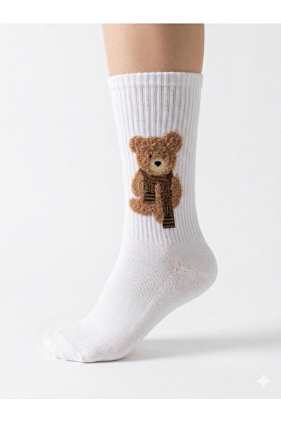 Bilal Çınar Tekstil Women's Tedy Bear Teddy Bear Patterned Cotton Socks