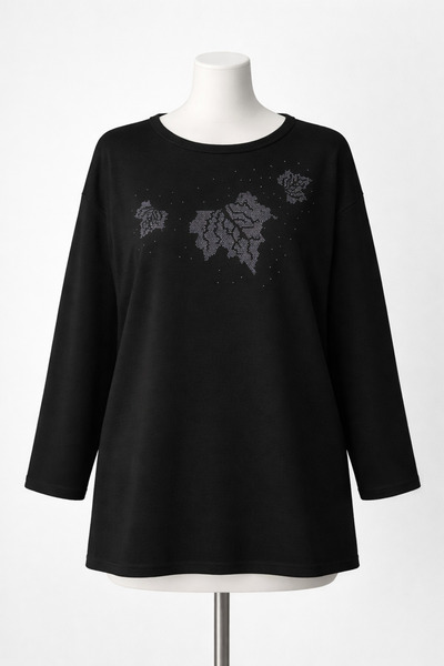 Rumeysa giyim Plus Size Long Sleeve Viscose Stone Embroidered Mother Combed C...