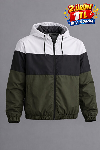 DAMGA JEANS Men's Trendy Patterned Black Zippered Raincoat