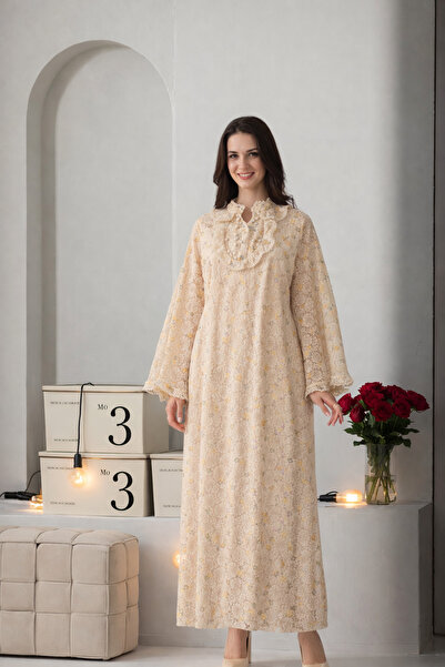 Verona Lace Ruffle Maxi Dress with Belt - a Sophisticated Feminine Look