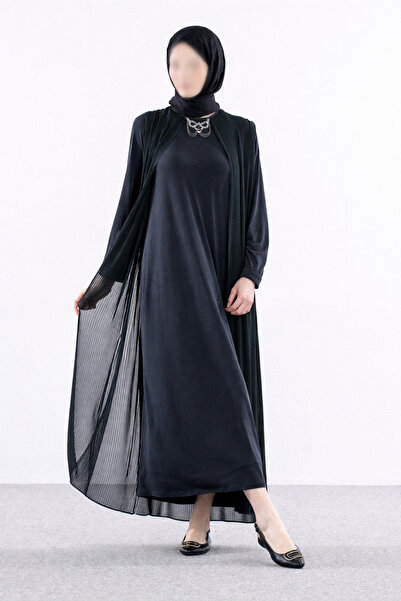 HESNA Set rochie din șifon Smiling Plisé Sandy pentru femei, cu accesorii