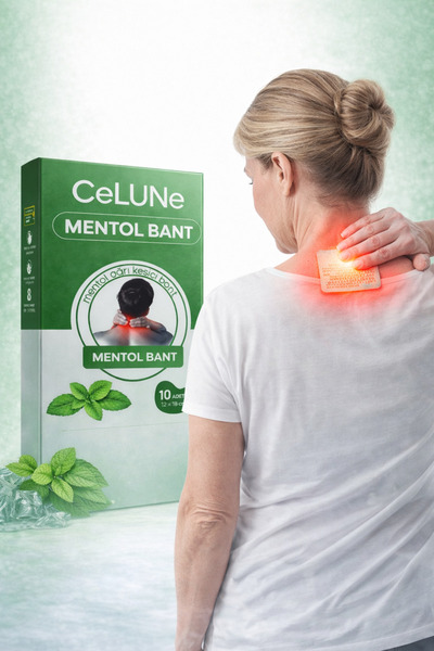 Celune Mentollü Ağrı Bandı Kas Eklem Bel Boyun Rahatlatıcı Soğuk Etki 10 Adet