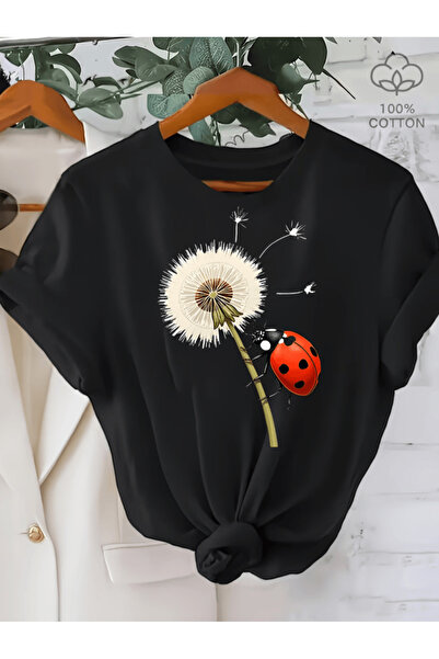 one button Tricou supradimensionat premium cu imprimeu cu gărgărițe și margarete