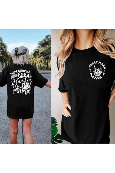 modi Printed Women's Casual Style Black Crew Neck T-Shirt