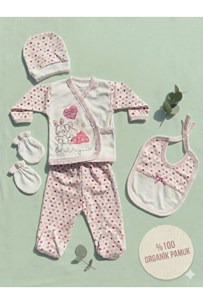 %100 organik pamuk 5'li hastane çıkışı set/bebek hastane çıkışı