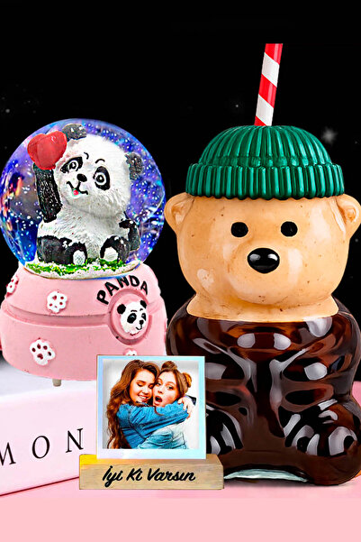 zozoya Sevimli Panda Işıklı Kar Küresi & Bearista Fenomen Şapkalı Ayıcık Pipe...