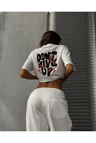 Oceanwear Don'T Li̇ve up Back Printed Crew Neck White Unisex Tshirt