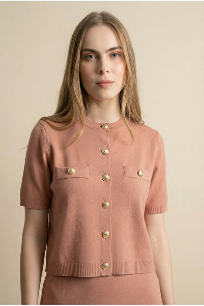 Shophia Gold Buttoned Knitwear Blouse