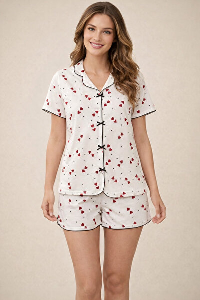 Silona Homewear Mayla Love Bow Detailed Shorts Pajama Set