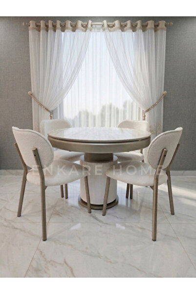 Enkare Sahra Masa Sandalye Takımı | Yuvarlak Açılabilir Bohem Masa Takımı | M...