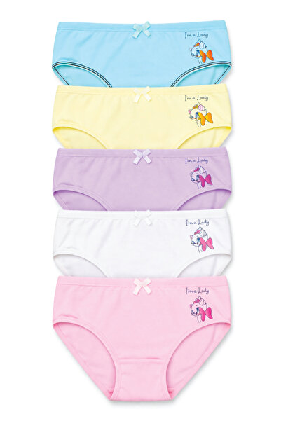 biyokids Kız Çocuk Külot 5'li Paket Kedi Desenli