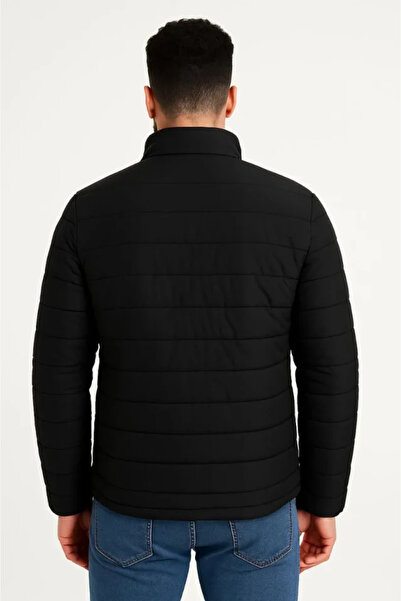 modi Printed Men's Modern Style Black Micro Water Repellent Quilted Lined Zip...