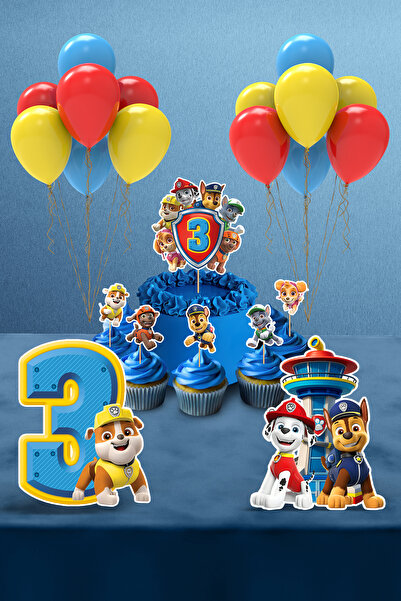 Hey Parti Paw Patrol Birthday Party Set - with Balloons (Ages 3-4 Paw Patrol ...