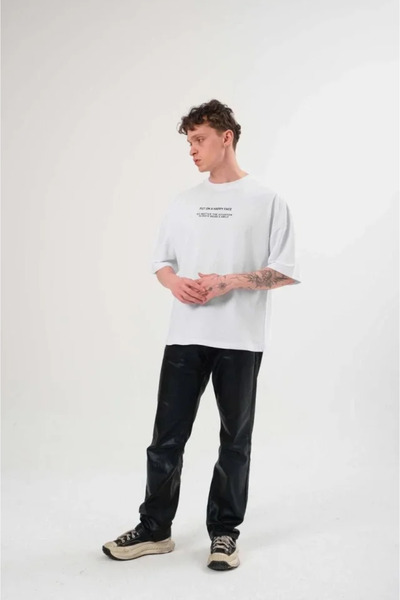 modi Printed Unisex Casual Style White Crew Neck Oversize T-Shirt