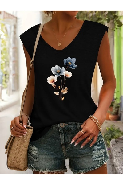 FUFLUNS ΓΥΝΑΙΚΕΙΟ ΑΜΑΝΙΚΟ ΜΠΛΟΥΖΑΚΙ OVERSIZE ΜΕ ΣΤΑΜΠΑ ΑΝΘΟΣΤΟΙΧΕΙΑΣ