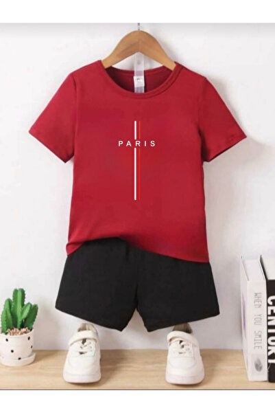 DOCE ELEGANTE Summer Paris Printed Boys' Black Top and Bottom Shorts T-Shirt Set