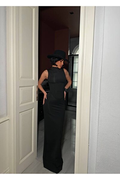 Miran Miranfashion Korseli balenli maxi elbise