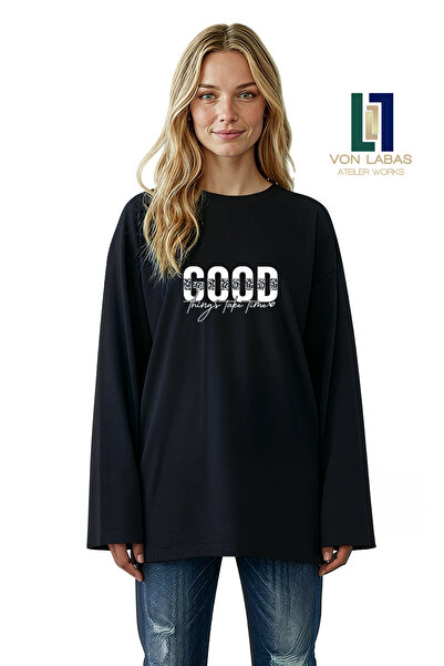 Grafftee Clothing Wide Sleeve Oversize Long Sleeve Black Tshirt 100% Cotton B...