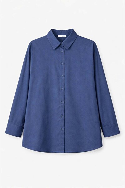 Mixray 4618 Women's Basic Shirt with Robe on the Back, Navy Blue