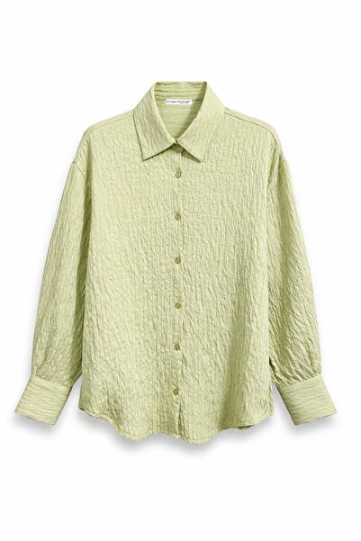 Mixray 4867 women's striped sequin shirt pistachio green