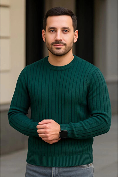 modi Corduroy Woven Men's Casual Elegance Khaki Cycling Round Neck Cotton Thi...