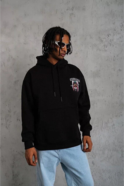 modi Men's School Boy Printed Hooded Sweatshirt - Black