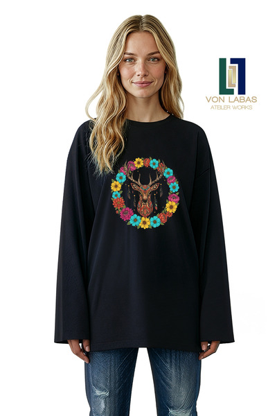 Grafftee Clothing Wide Sleeve Oversize Long Sleeve Black Tshirt 100% Cotton B...